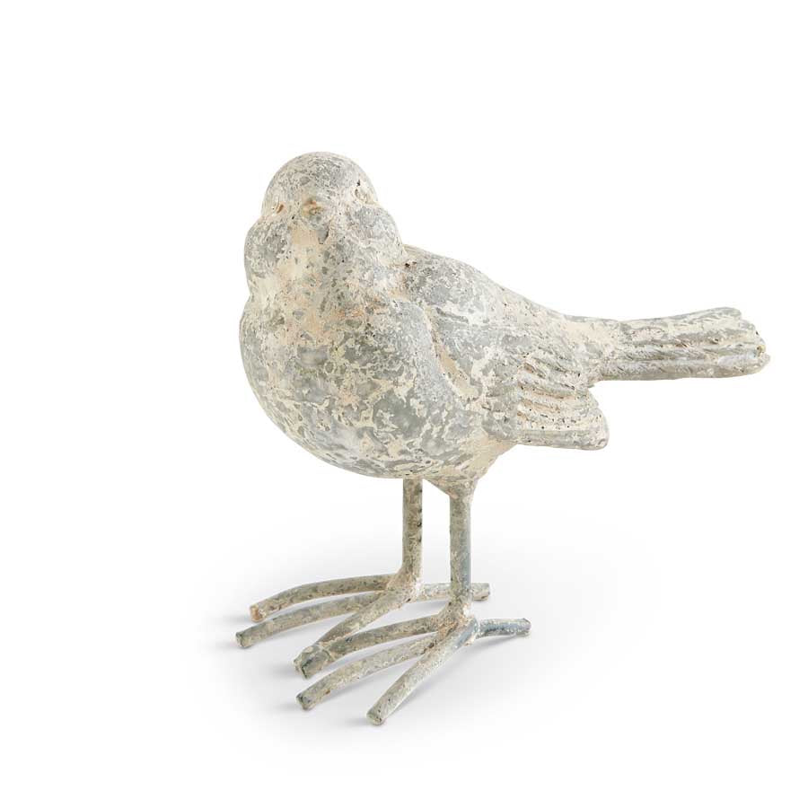 Distressed Gray Resin Bird with Metal Legs