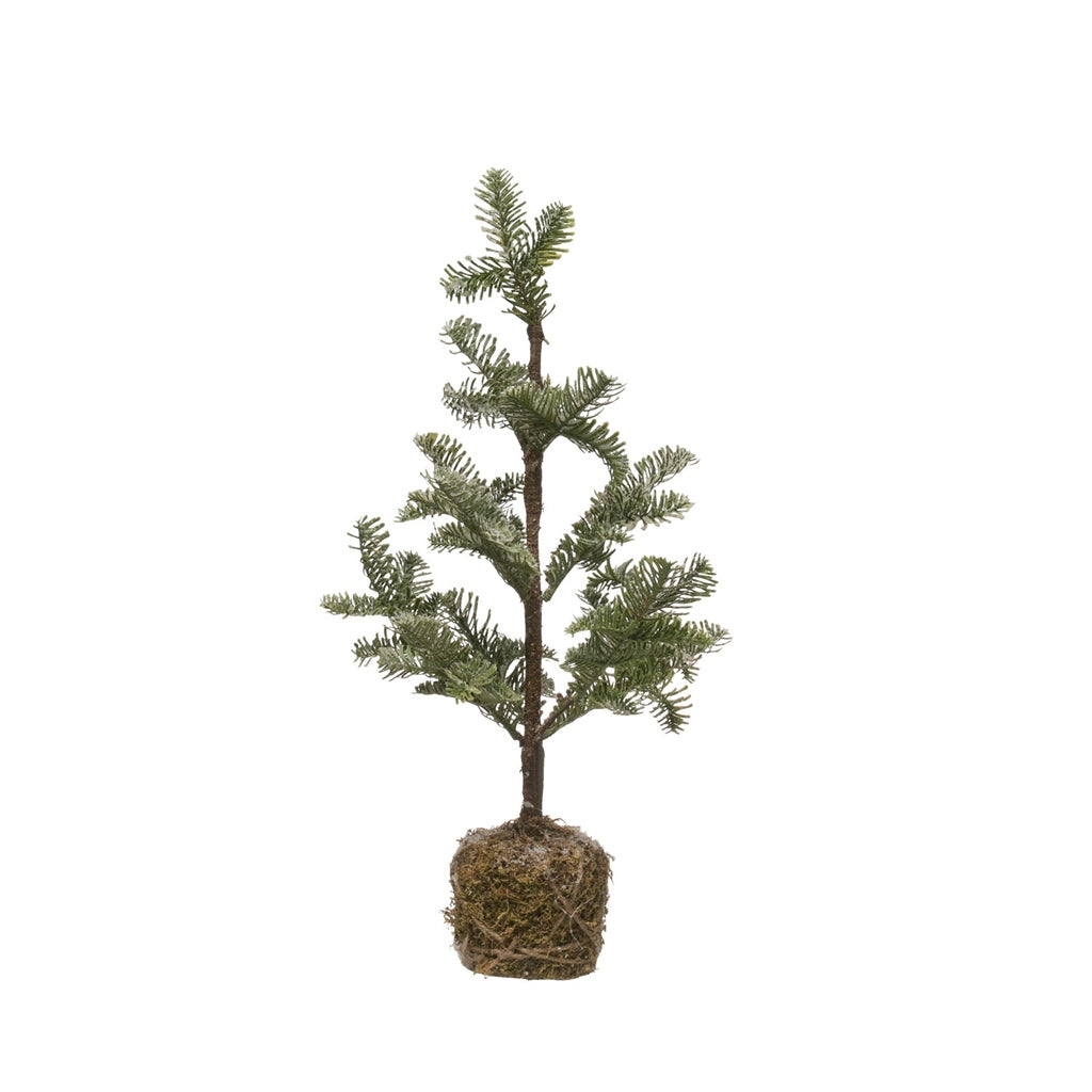 Faux Pine Tree in Moss Base, Ice Finish