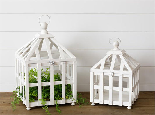 White Greenhouse Style Lantern