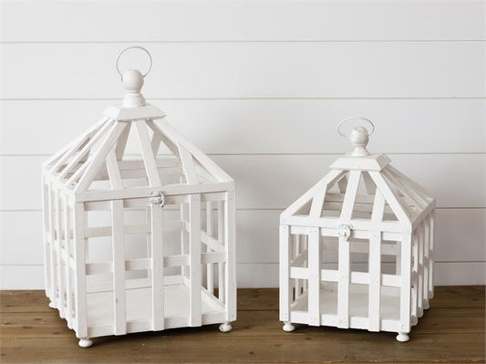 White Greenhouse Style Lantern