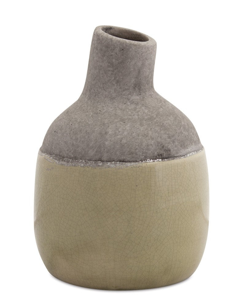 Terra Cotta Green and Grey Vase Set (2)