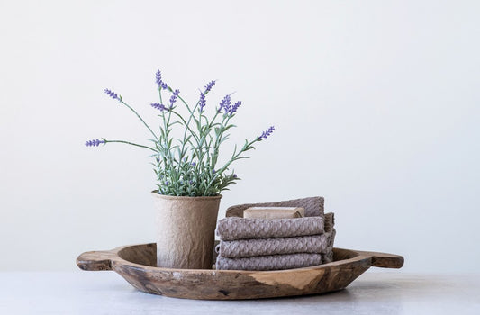 Faux Lavender in Paper Pot