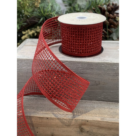 Mesh Red Windowpane Ribbon