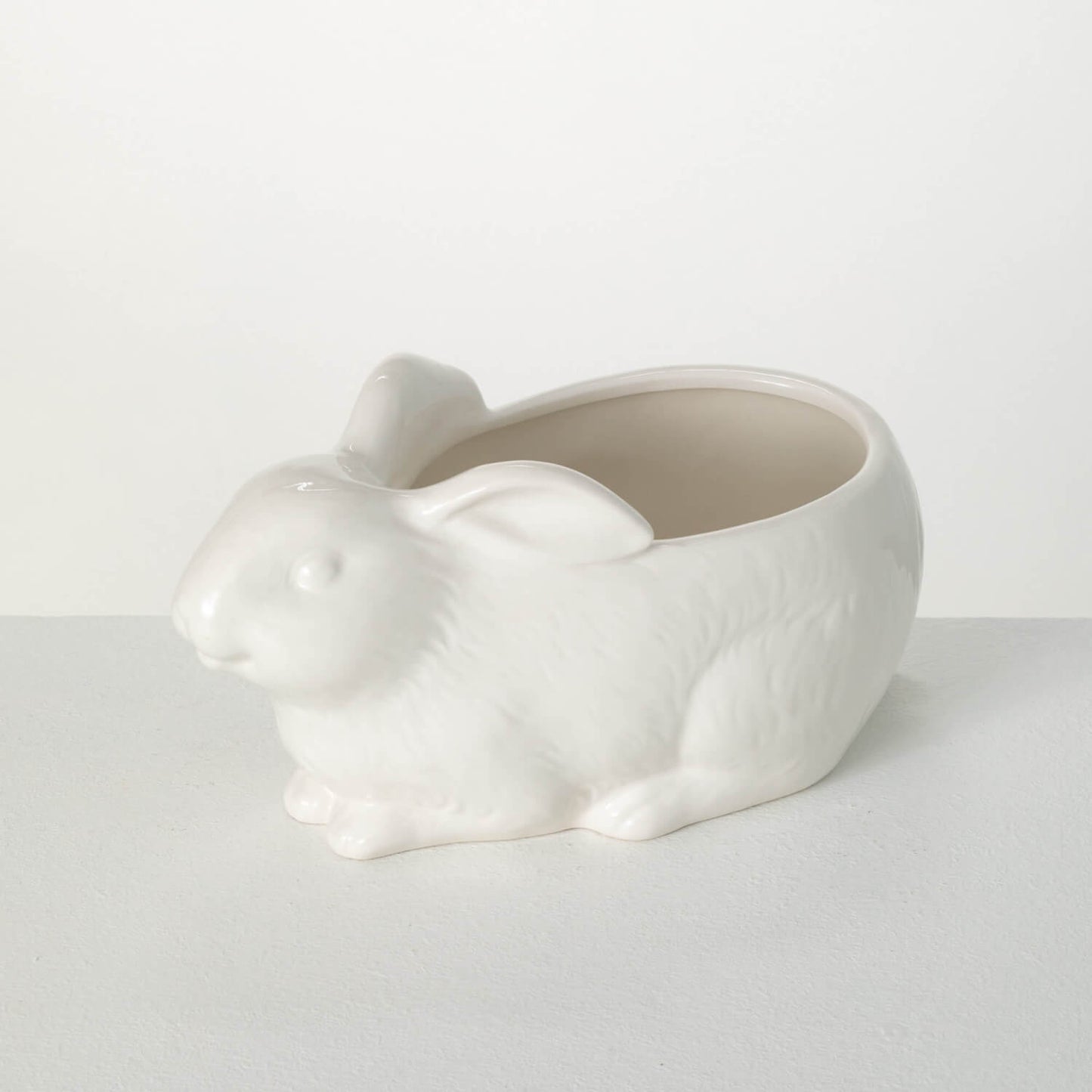 GLAZED WHITE BUNNY PLANTER