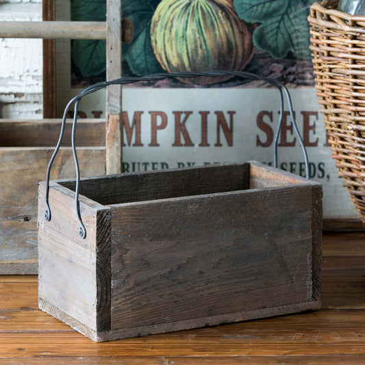 Primitive Wood Box with Wire Handle