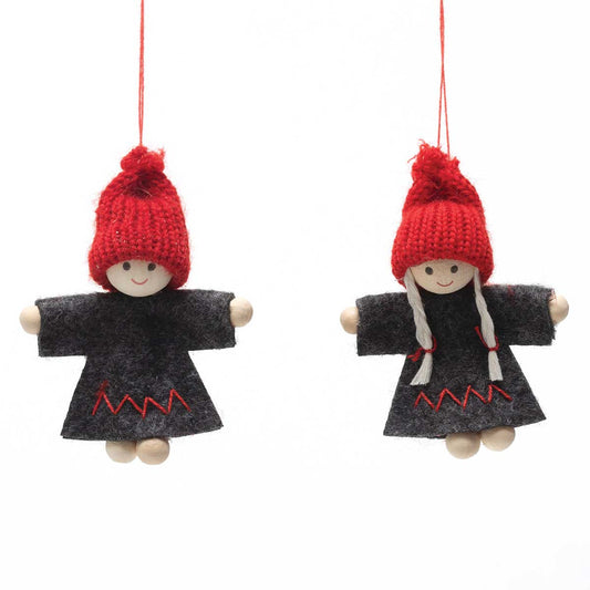 Red/Grey Boy & Girl Ornament