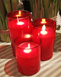Red LED Pillar Candle (Set of 3)