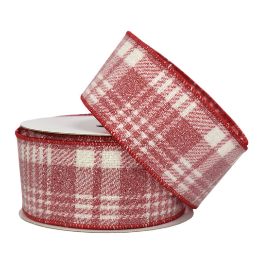 Red/White Plaid with Candy Glitter Ribbon