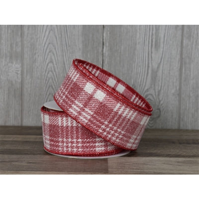 Red/White Plaid with Candy Glitter Ribbon