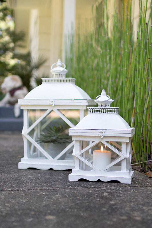 Rustic White Wooden Lantern