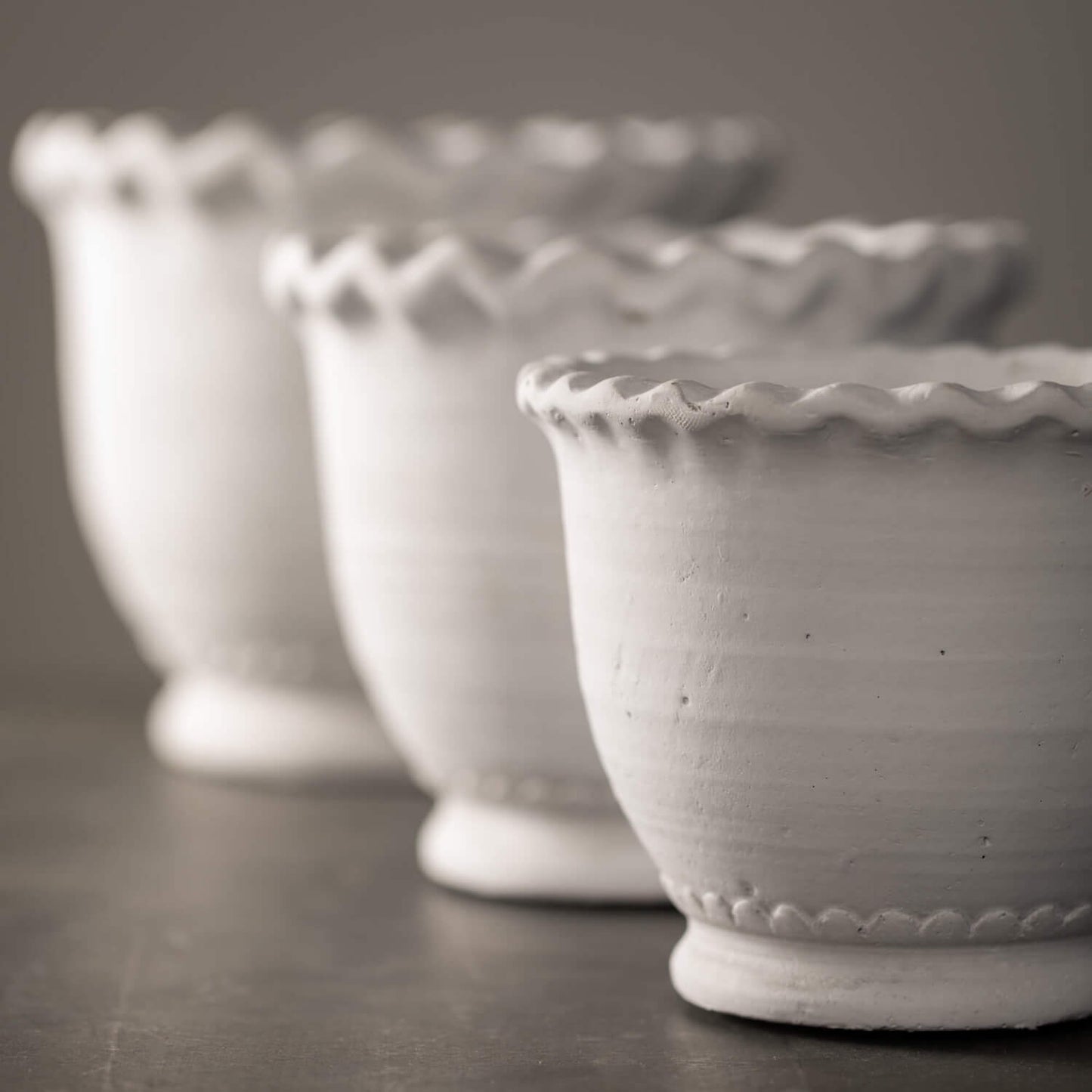 White Scalloped Edge Pot