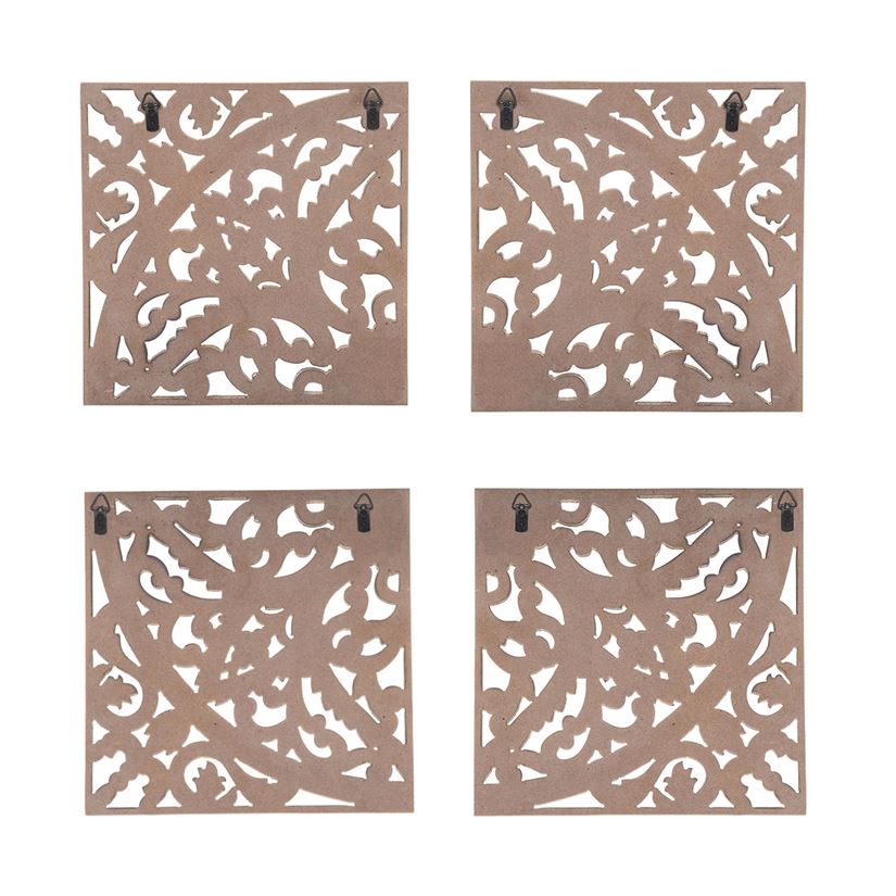Carved Wood Wall Tiles - Set of 4