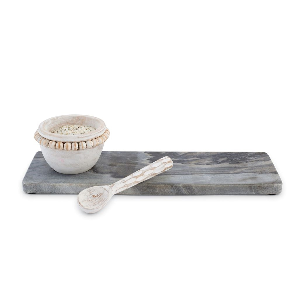 Marble and Wood Serving Board Set