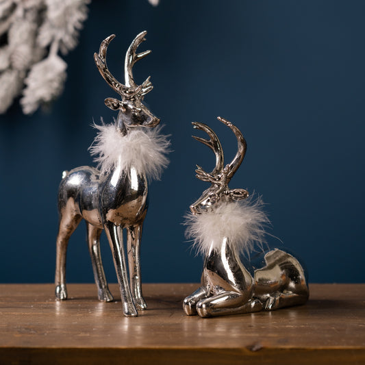 Silver Chrome Deer with Fur