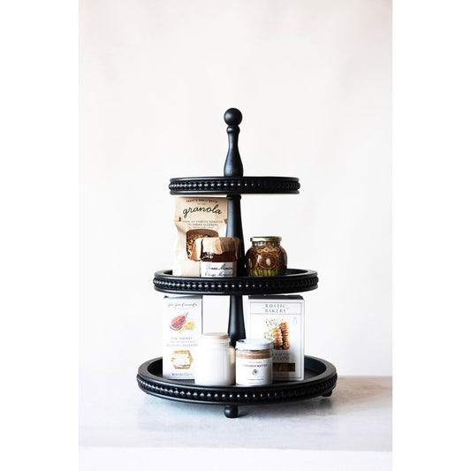 Decorative Wood Three Tier Tray