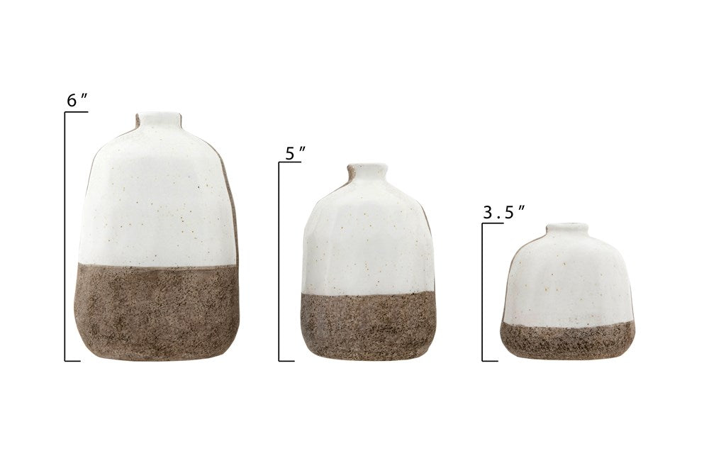 Grey & White Terra Cotta Vase Set (3)