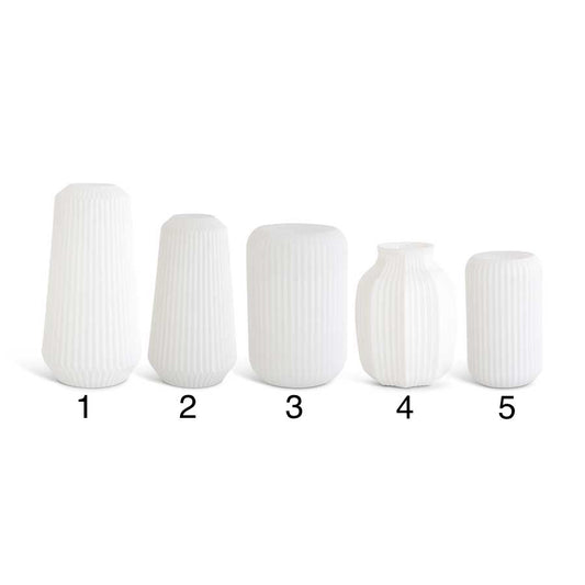 White Ribbed Glass Vase