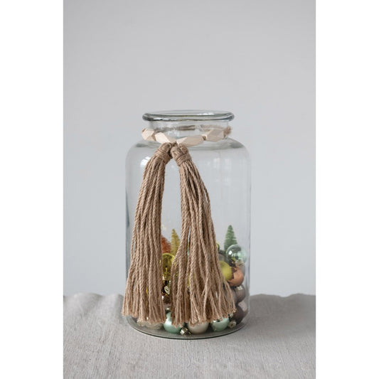 Paulownia Wood Bead Swag w/Jute Tassels