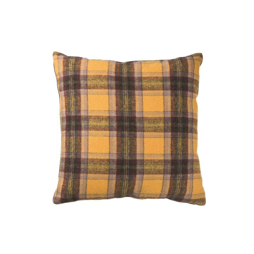 Square Wool Blend Plaid Pillow, Multi Color