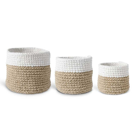 Tan and Cream Woven Basket